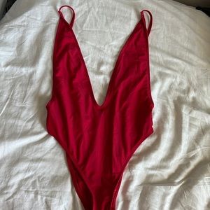 Fashion nova red low cut bathing suit